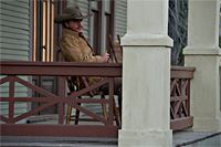 Matt Damon ako LaBoeuf v dobrodružnom westerne Skutočná guráž (True Grit, 2010)